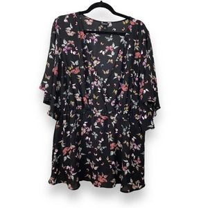 Torrid | 3 | Floral Butterfly Flowy Short Sleeve Surplice Peasant Gathered
